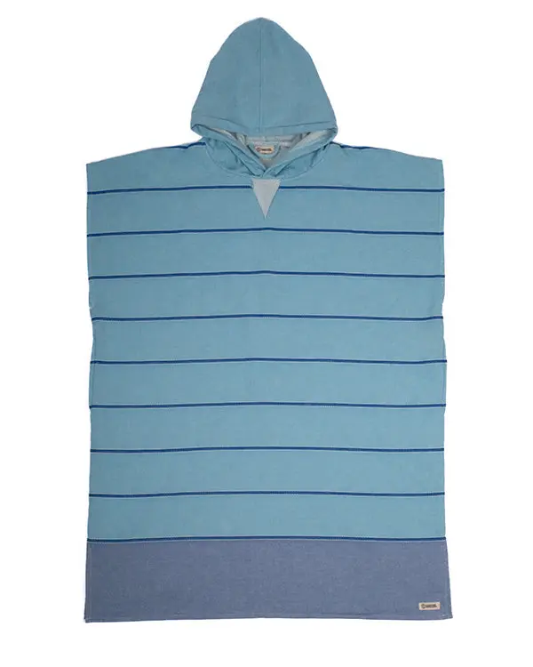 Colorblock Stripe Hooded Poncho - Aqua | Sand Cloud