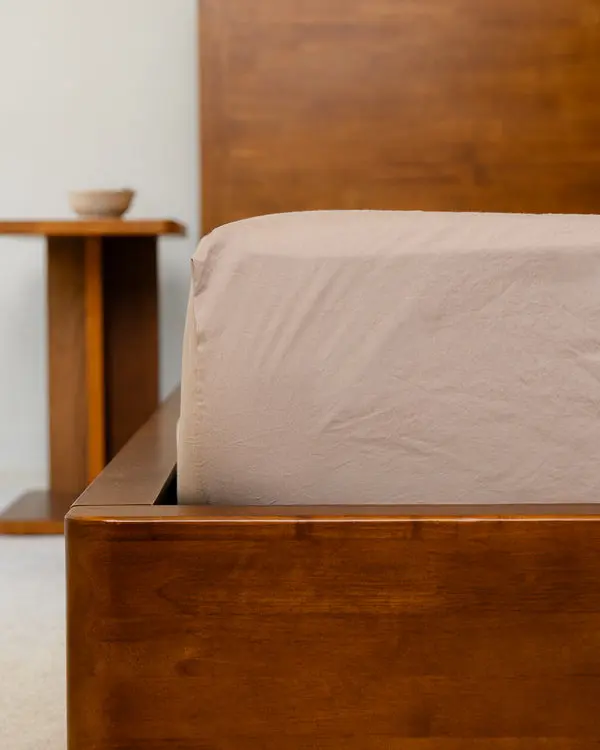 Signature Percale Solid Fitted Sheet Beige | Sand Cloud