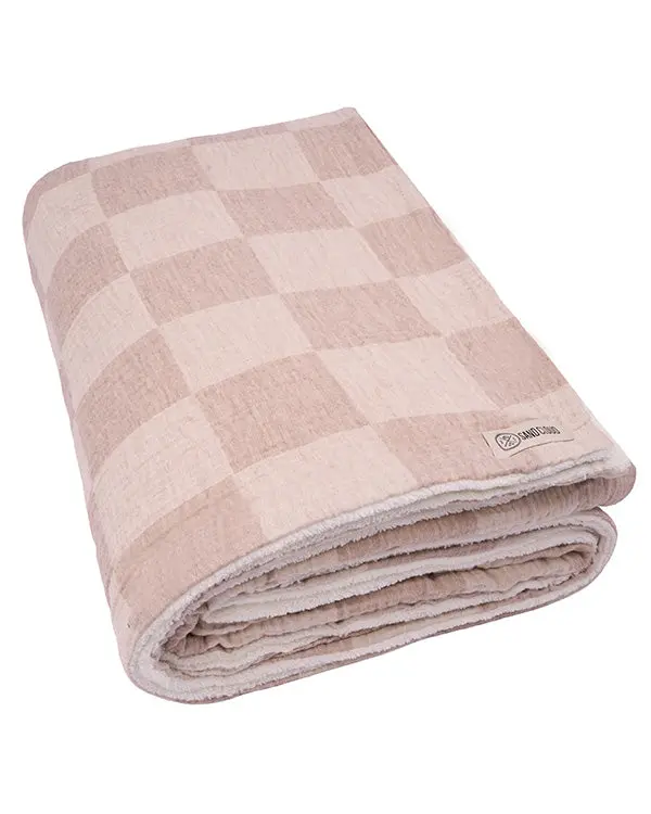 Cloud Checker Plush Blanket - Beige | Sand Cloud - Image 4