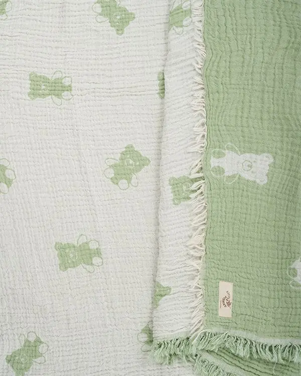 Teddy Gauze Receiving Blanket with Pouch | Sand Cloud - Image 3
