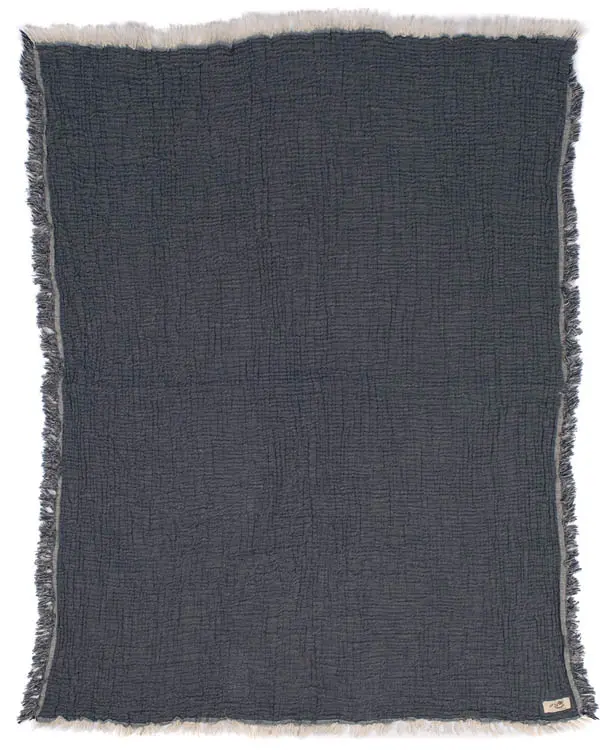 Little Fishies Gauze Receiving Blanket - Navy | Sand Cloud - Image 3