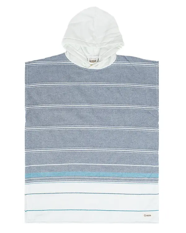 Alternative view of Colorblock Stripe Hooded Poncho Youth - Blue | Sand Cloud