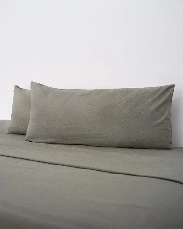 Classic Micro Twill Solid Melange Pillowcase Set Moss | Sand Cloud - Image 5