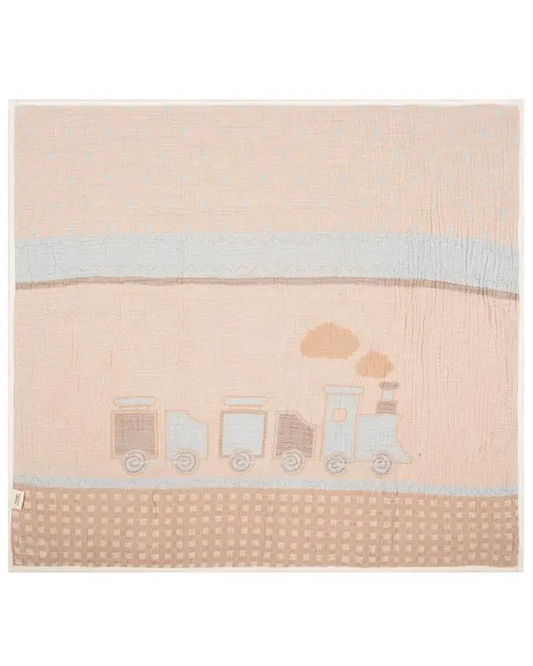Choo-Choo Train Gauze Hooded Blanket Single | Sand Cloud - Image 3