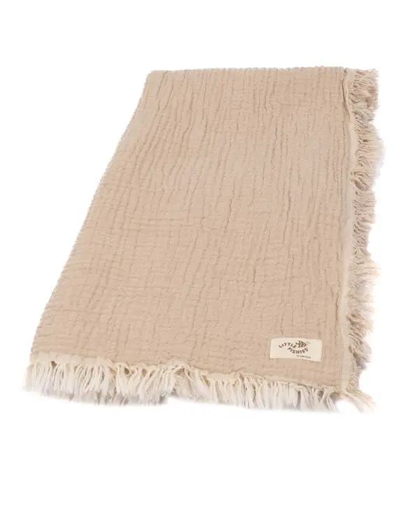 Little Fishies Gauze Receiving Blanket - Beige | Sand Cloud - Image 6