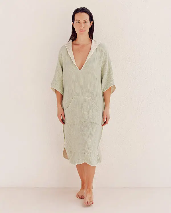 Falta Gauze Hooded Poncho - Sage | Sand Cloud - Image 6