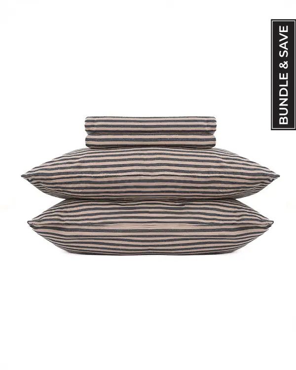 Classic Micro Twill Stripe Melange Sheet Set Steel Grey | Sand Cloud