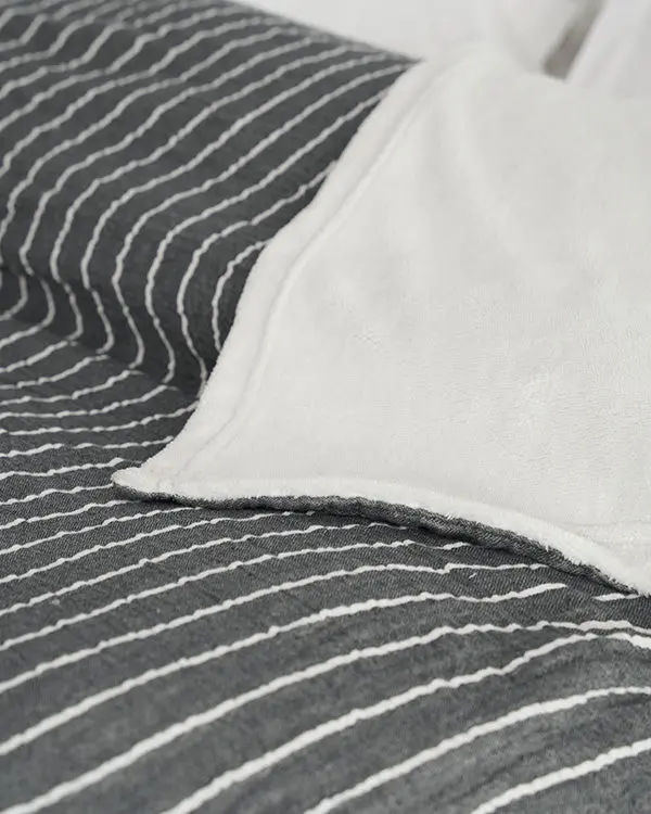 Dreamy Stripe Plush Blanket - Black | Sand Cloud - Image 6