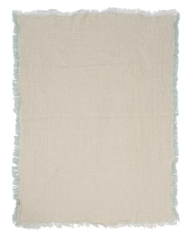 Little Fishies Gauze Receiving Blanket - Sage | Sand Cloud - Image 5