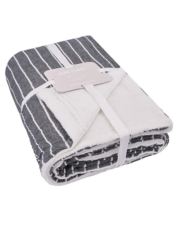 Alternative view of Dreamy Stripe Plush Blanket - Black | Sand Cloud