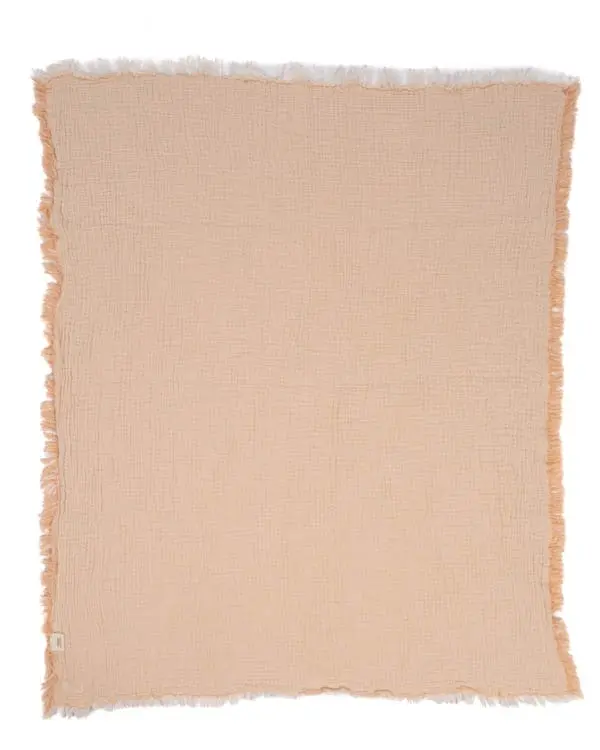 Little Fishies Gauze Receiving Blanket - Peach Fuzz | Sand Cloud - Image 5