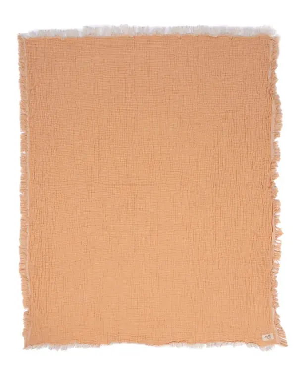 Little Fishies Gauze Receiving Blanket - Peach Fuzz | Sand Cloud - Image 3