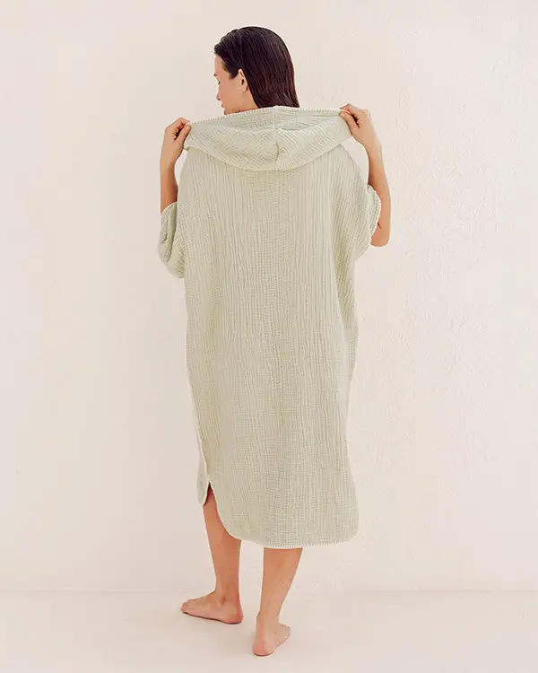 Falta Gauze Hooded Poncho - Sage | Sand Cloud - Image 3