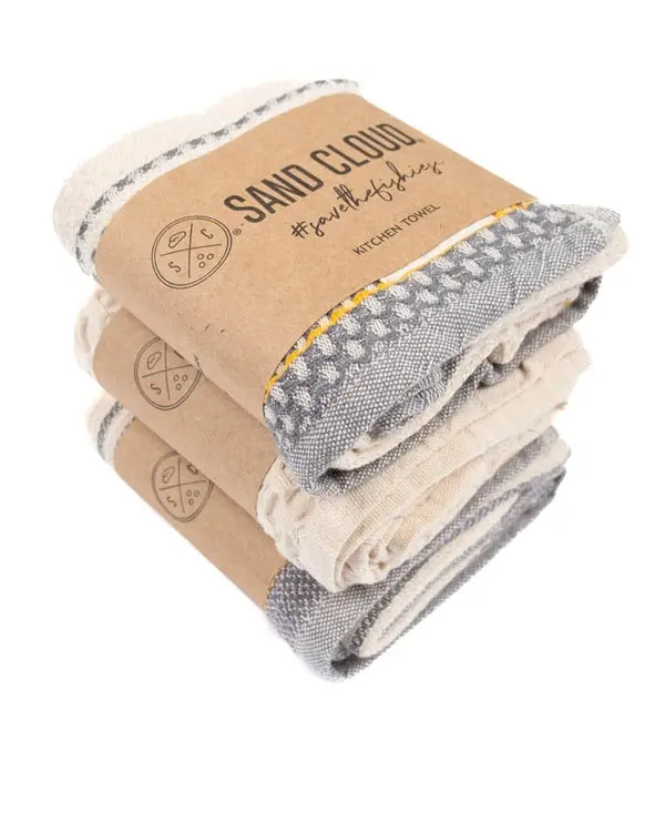 Alternative view of Saffron Stripe Kitchen Towel Bundle - Assorted 3 Pack | Sand Cloud