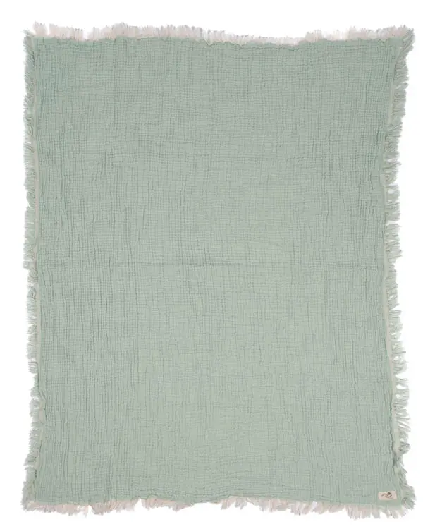 Little Fishies Gauze Receiving Blanket - Seafoam | Sand Cloud - Image 3