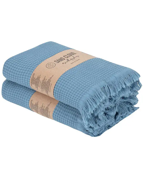 Micro Waffle XL Bath Bundle - 2 Pack -Slate Blue | Sand Cloud - Image 3