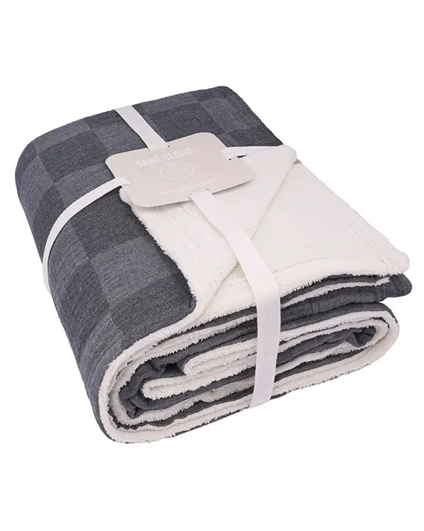 Alternative view of Cloud Checker Plush Blanket - Black | Sand Cloud