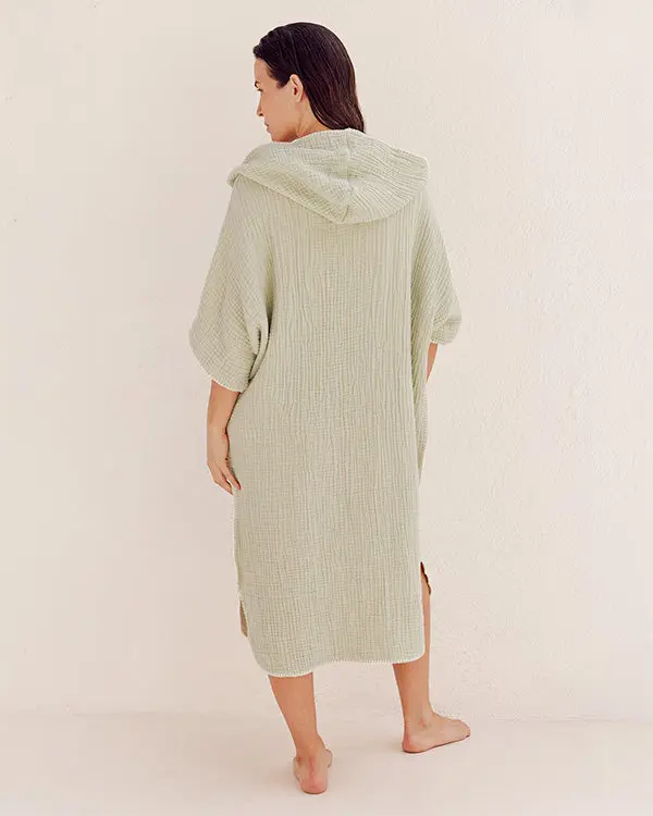 Falta Gauze Hooded Poncho - Sage | Sand Cloud - Image 5