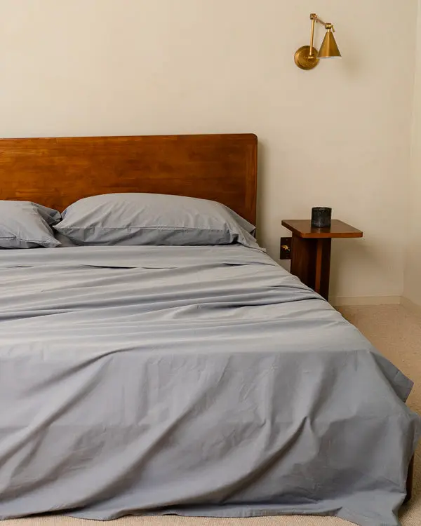 Signature Percale Solid Flat Top Sheet Grey | Sand Cloud - Image 5