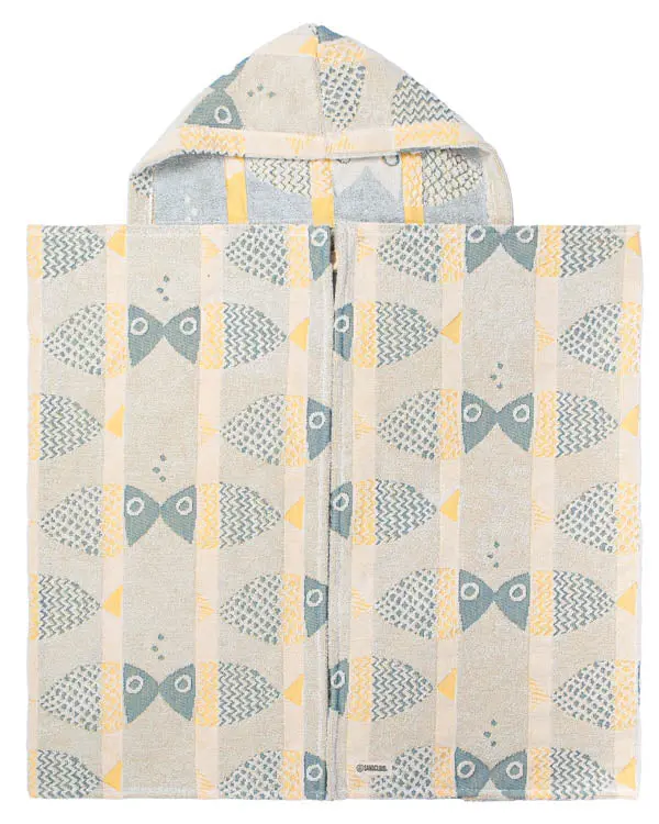 Fishies Hooded Kids Bath Towel | Sand Cloud