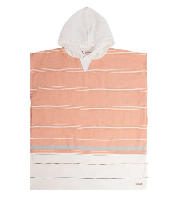 Alternative view of Colorblock Stripe Hooded Poncho Youth - Orange | Sand Cloud