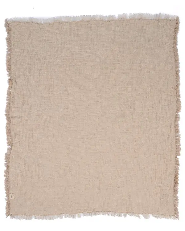Little Fishies Gauze Receiving Blanket - Beige | Sand Cloud - Image 4