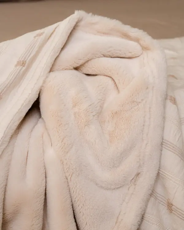 Alternative view of Cozy Texture Plush Blanket - Beige | Sand Cloud