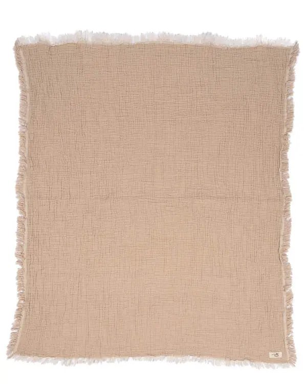 Little Fishies Gauze Receiving Blanket - Beige | Sand Cloud - Image 3