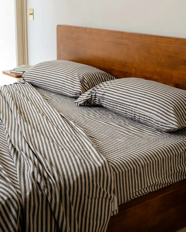 Alternative view of Classic Micro Twill Stripe Melange Sheet Set Steel Grey | Sand Cloud