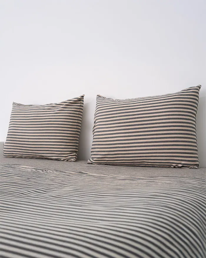 Classic Micro Twill Stripe Melange Pillowcase Set Steel Grey | Sand Cloud - Image 6