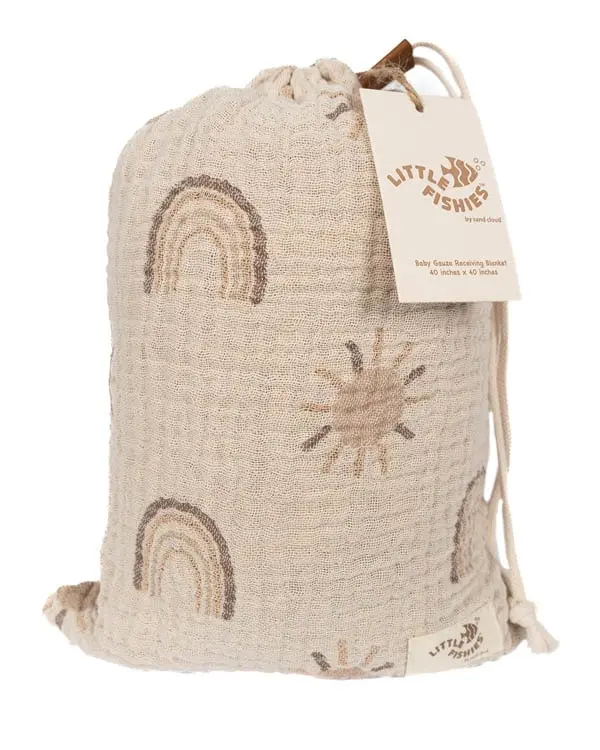 Rainbow Gauze Receiving Blanket Single with Pouch | Sand Cloud - Image 5