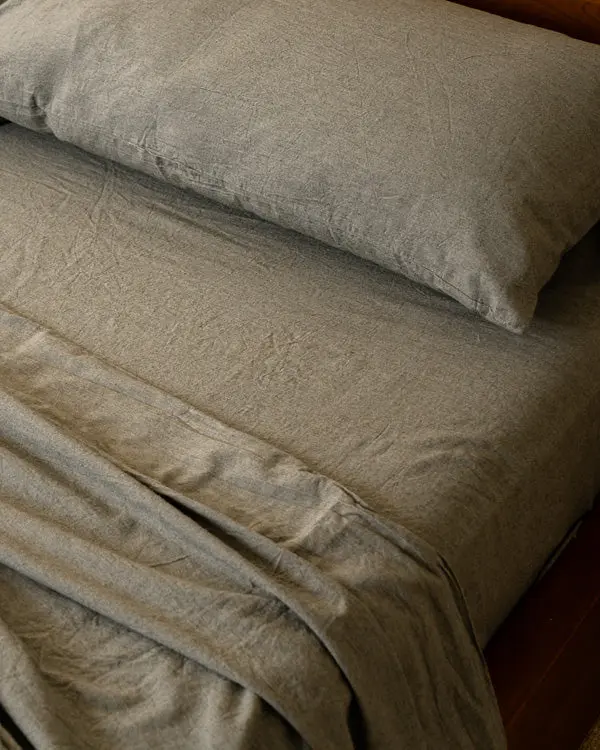 Classic Micro Twill Solid Melange Pillowcase Set Moss | Sand Cloud - Image 6