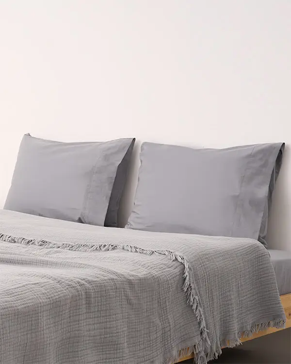 Alternative view of Signature Percale Solid Pillowcase Set Grey | Sand Cloud